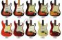 Verschiedene Fender Stratocaster Lackierungen von 1957 bis 1967